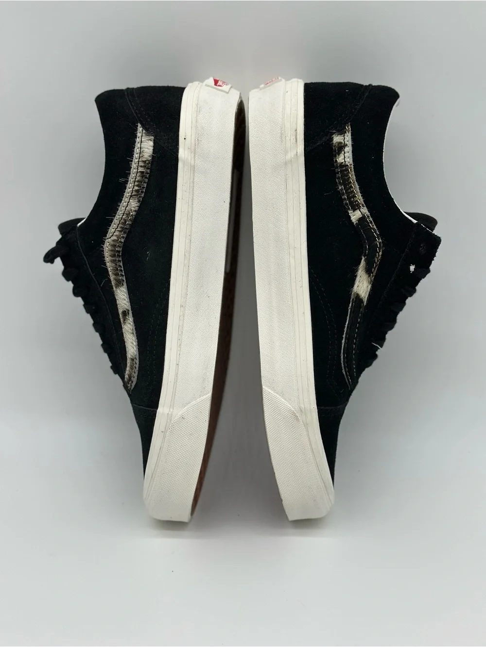 Vans Black Suede Old Skool Sneakers with White/Beige Side Stripe